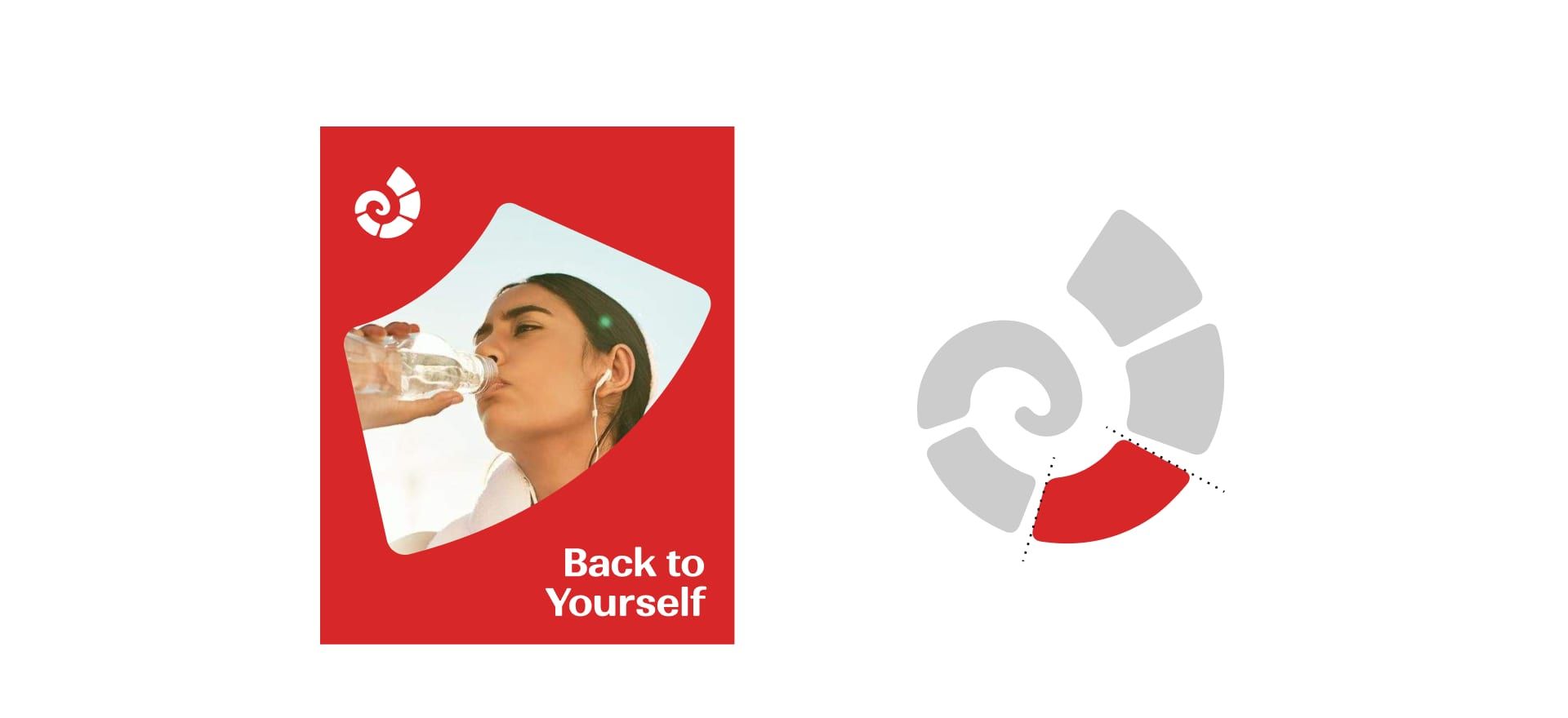 A Back to Yourself card on a solid red background, beside the mark